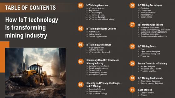 Table Of Contents How IoT Technology Is Transforming Mining Industry IoT SS