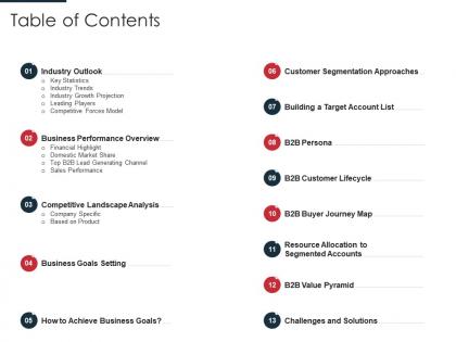 Table of contents identification target business customers with segmentation process