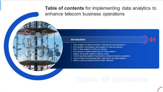 Table Of Contents Implementing Data Analytics To Enhance Telecom Business Operations Data Analytics SS