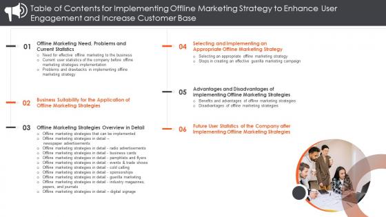 Table Of Contents Implementing Offline Marketing Strategy Enhance User Engagement And Increase