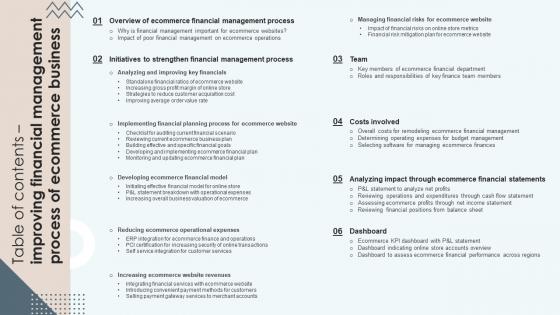 Table Of Contents Improving Financial Management Process Of Ecommerce Business