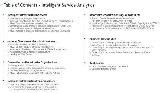 Table of contents intelligent service analytics ppt designs