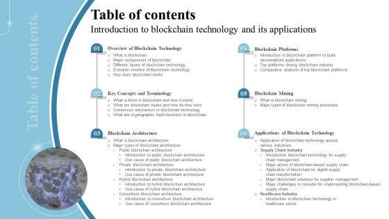 Table Of Contents Introduction To Blockchain Technology And Its Applications BCT SS