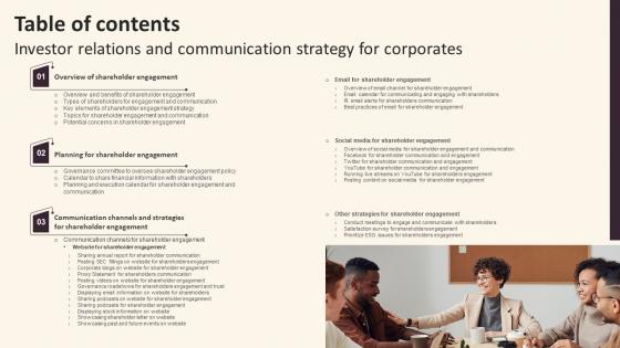 Table Of Contents Investor Relations And Communication Strategy For Corporates