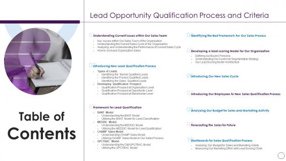 Table Of Contents Lead Opportunity Qualification Process And Criteria