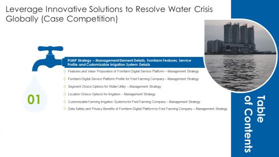 Table Of Contents Leverage Innovative Solutions To Resolve Water Crisis Globally