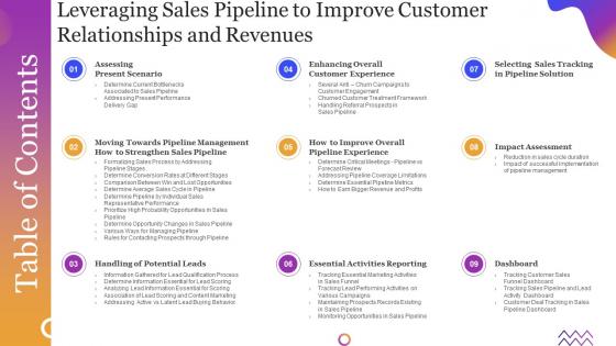 Table Of Contents Leveraging Sales Pipeline To Improve Customer Relationships And Revenues