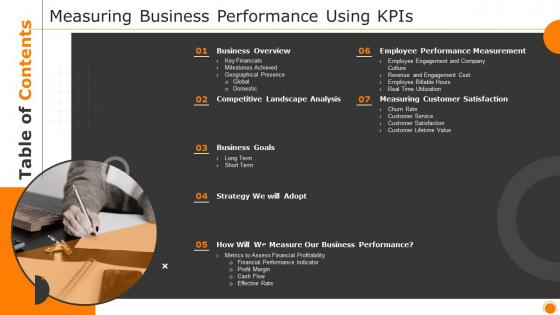 Table Of Contents Measuring Business Performance Using Kpis