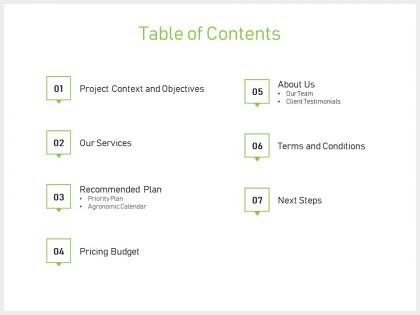 Table of contents next steps j75 powerpoint presentation gallery graphic