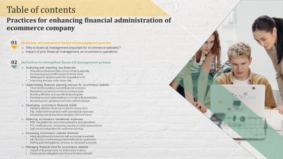 Table Of Contents Practices For Enhancing Financial Administration Of Ecommerce Company