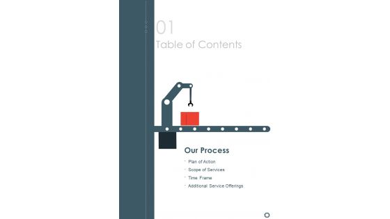 Table Of Contents Production Proposal One Pager Sample Example Document