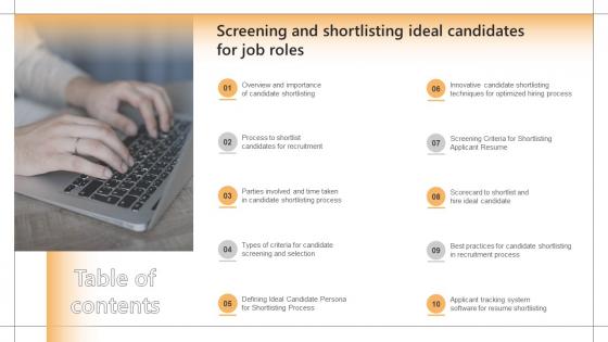 Table Of Contents Screening And Shortlisting Ideal Candidates For Job Roles