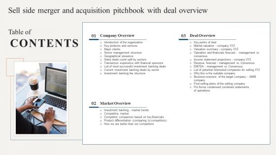 Table Of Contents Sell Side Merger And Acquisition Pitchbook With Deal Overview Ppt Slides Files