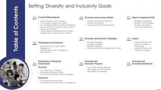 Table Of Contents Setting Diversity And Inclusivity Goals Analysis