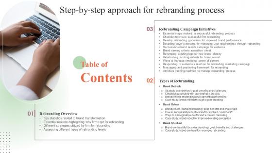 Table Of Contents Step By Step Approach For Rebranding Process
