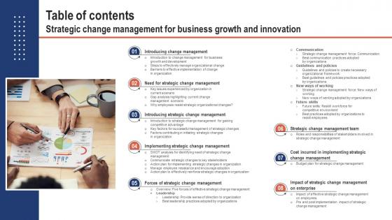 Table Of Contents Strategic Change Management For Business Growth And Innovation CM SS V