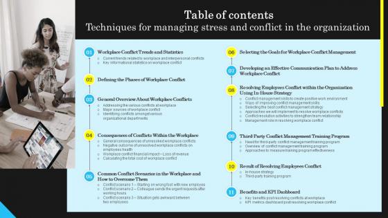 Table of contents techniques for managing stress and conflict in the organization