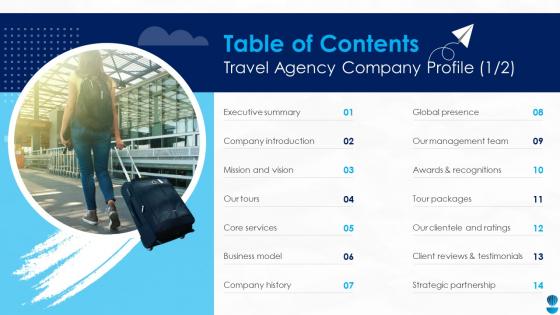 Table Of Contents Travel Agency Company Profile