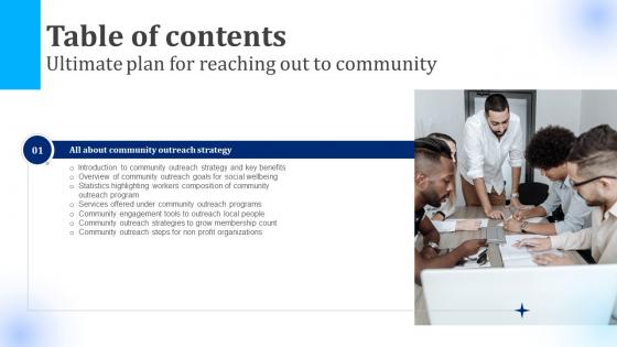 Table Of Contents Ultimate Plan For Reaching Out To Community Strategy SS V