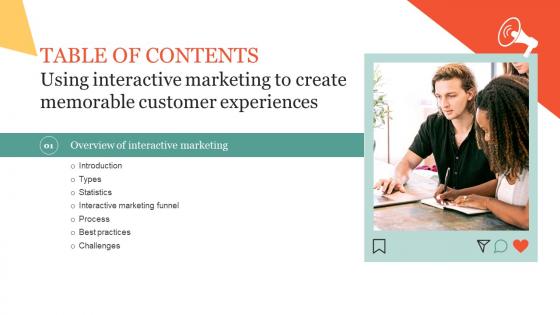 Table Of Contents Using Interactive Marketing To Create Memorable Customer Experiences MKT SS V