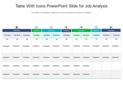Table with icons powerpoint slide for job analysis infographic template