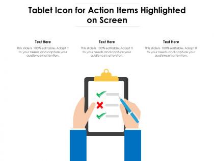 Tablet icon for action items highlighted on screen