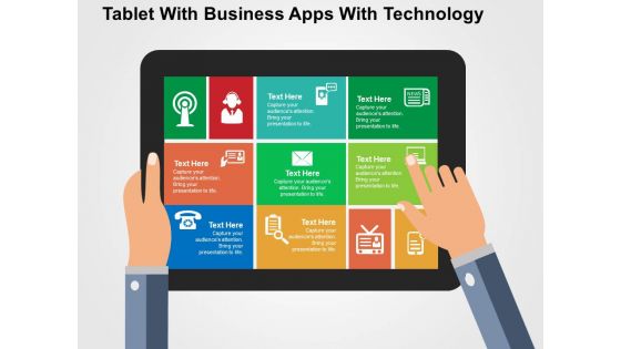Tablet with business apps with technology flat powerpoint design