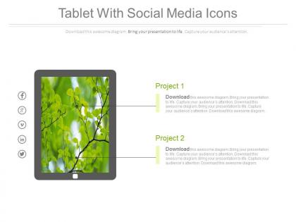 Tablet with social media icons flat powerpoint design