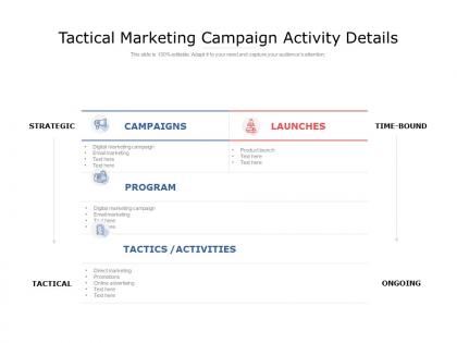 Tactical marketing campaign activity details