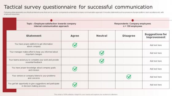 Tactical Survey Questionnaire For Successful Optimizing Upward Communication Techniques