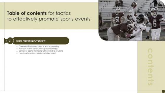 Tactics To Effectively Promote Sports Events Table Of Content Strategy SS V