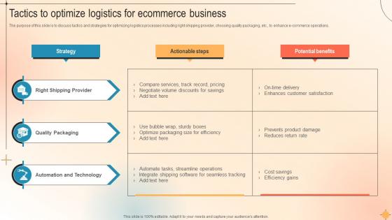 Tactics To Optimize Logistics For Ecommerce Business