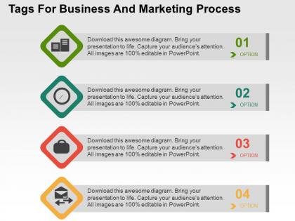 Tags for business and marketing process flat powerpoint design