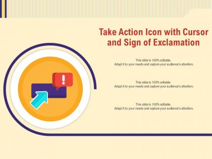 Take action icon with cursor and sign of exclamation