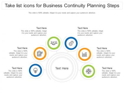 Take list icons for business continuity planning steps infographic template