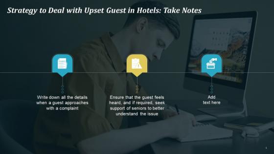 Take Notes To Deal With Upset Hotel Guest Training Ppt