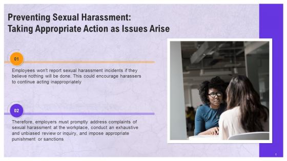 Taking Appropriate Action To Prevent Sexual Harassment Training Ppt