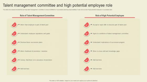 Talent Management Committee And High Potential Employee Role Succession Planning Guide