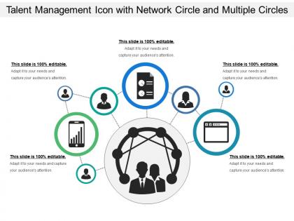 Talent management icon with network circle and multiple circles