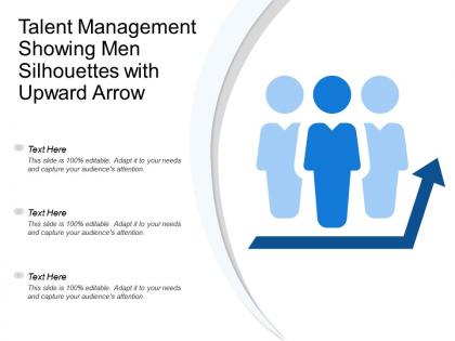 Talent management showing men silhouettes with upward arrow
