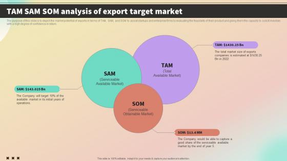 TAM SAM SOM Analysis Of Export Target Market International Trade Business Plan BP SS