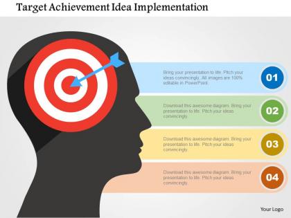Target achievement idea implementation flat powerpoint design