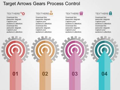 Target arrows gears process control flat powerpoint design