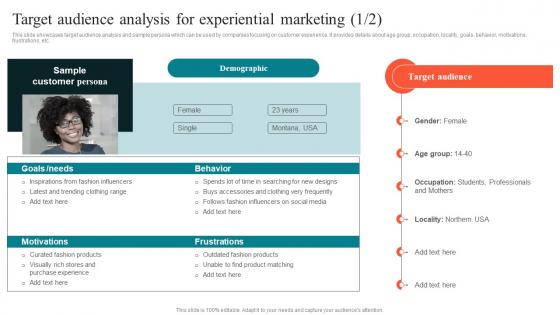 Target Audience Analysis For Experiential Using Experiential Advertising Strategy SS V
