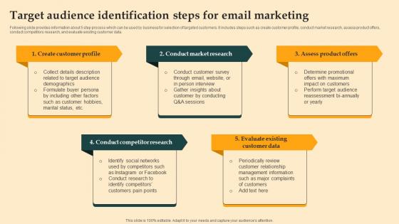 Target Audience Identification Steps For Digital Email Plan Adoption For Brand Promotion