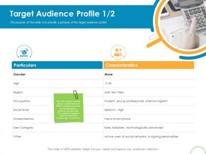 Target audience profile adapters rebrand ppt powerpoint presentation professional guidelines