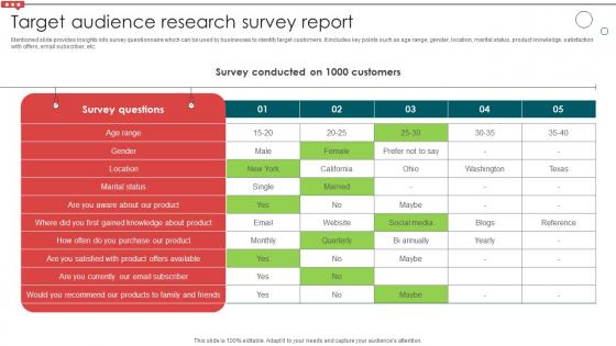 Target Audience Research Survey Report Email Campaign Development Strategic