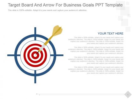 Target board and arrow for business goals ppt template