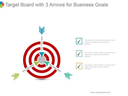 Target board with 3 arrows for business goals ppt infographics