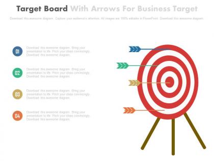 Target board with arrows for business targets powerpoint slides